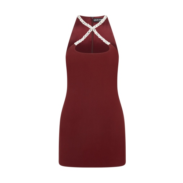 David Koma Crystal Embroidered Cross Strap Mini Dress