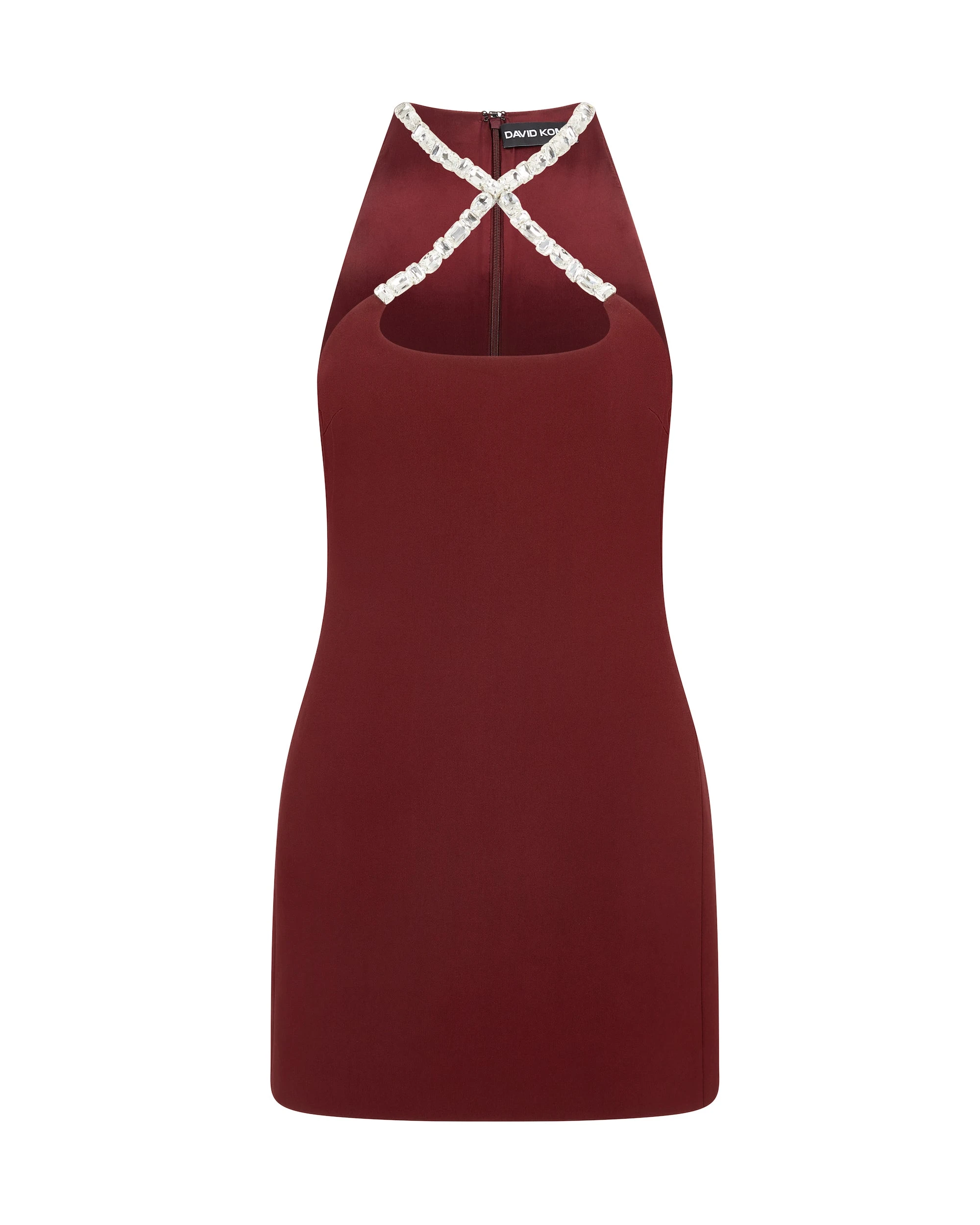David Koma Crystal Embroidered Cross Strap Mini Dress David Koma Crystal Embroidered Cross Strap Mini Dress