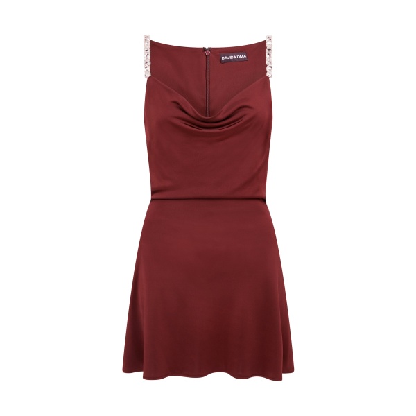 David Koma Crystal Embroidered Straps And Cowl Mini Dress