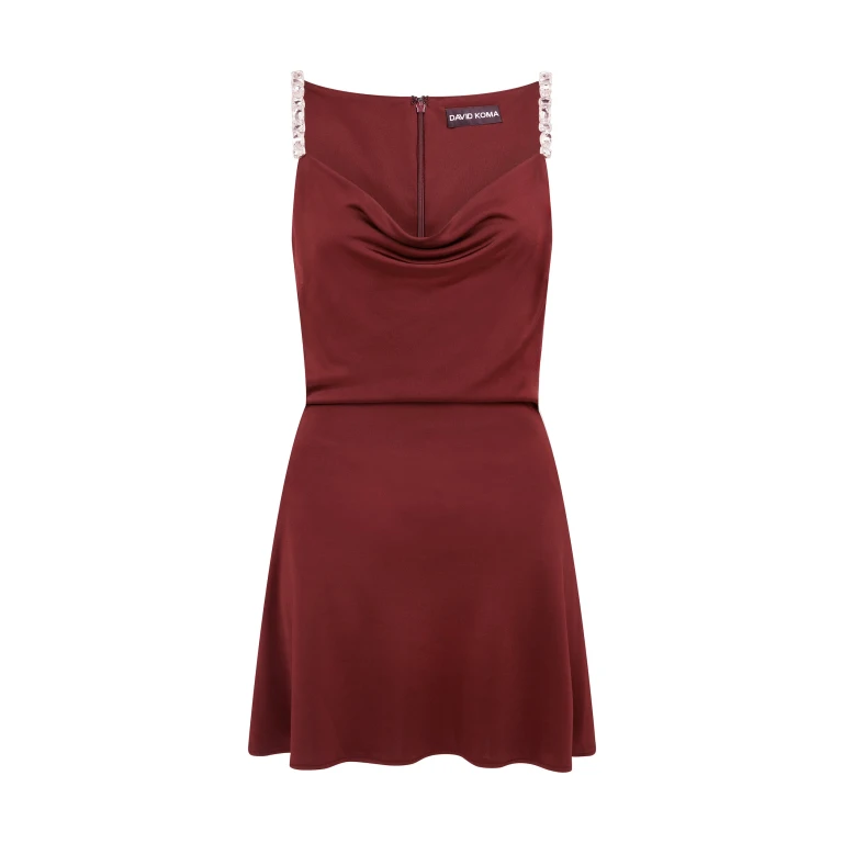 David Koma Crystal Embroidered Straps And Cowl Mini Dress