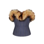 David Koma Detachable Faux-Fur Trim Corset Top