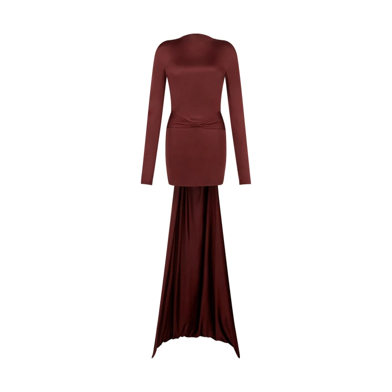 David Koma Gather Detail And Train Mini Dress