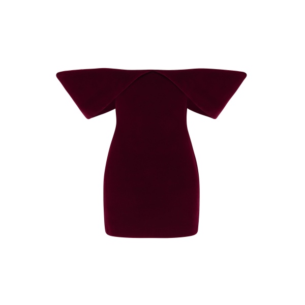 David Koma Off Shoulder Sculptured Mini Dress In Burgundy