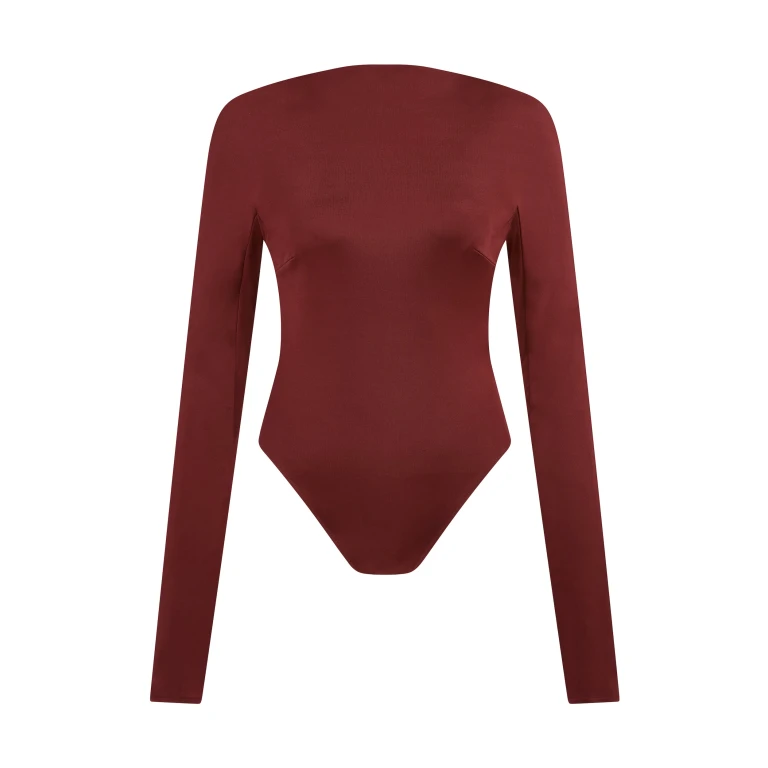 David Koma Open Back Bodysuit In Burgundy