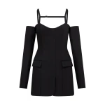 David Koma Open Shoulder Long Sleeve Mini Dress