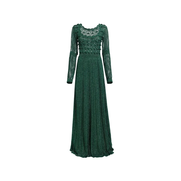 Elie Saab Absinthe Green Crochet Dress in Green featuring Scoop Neck – Luxury Designer Fashion at Luxury Shoes .