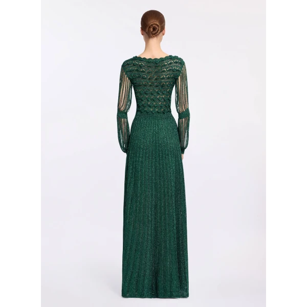 Elie Saab Absinthe Green Crochet Dress in Green featuring Scoop Neck – Luxury Designer Fashion at Luxury Shoes .
