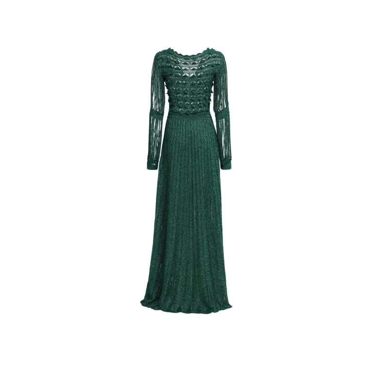 Elie Saab Absinthe Green Crochet Dress in Green featuring Scoop Neck – Luxury Designer Fashion at Luxury Shoes .