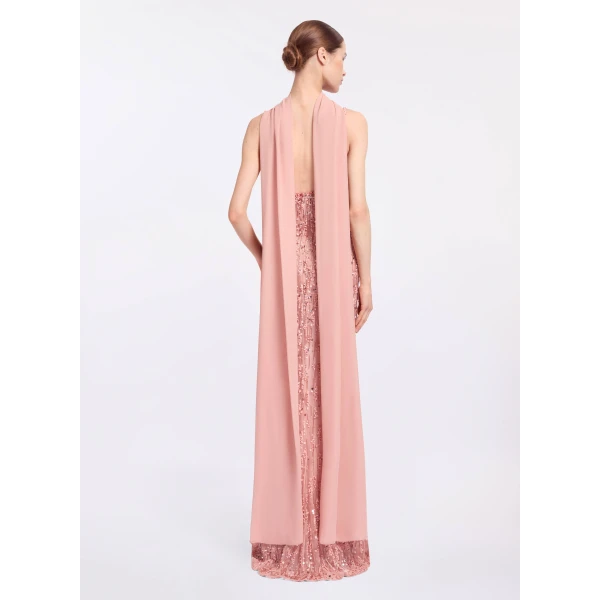 Elie Saab Bead Embroidered Long Dress in Pink featuring Bead Embroidery – Luxury Designer Fashion at Luxury Shoes .