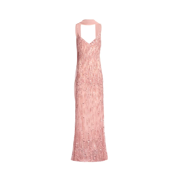 Elie Saab Bead Embroidered Long Dress in Pink featuring Bead Embroidery – Luxury Designer Fashion at Luxury Shoes .