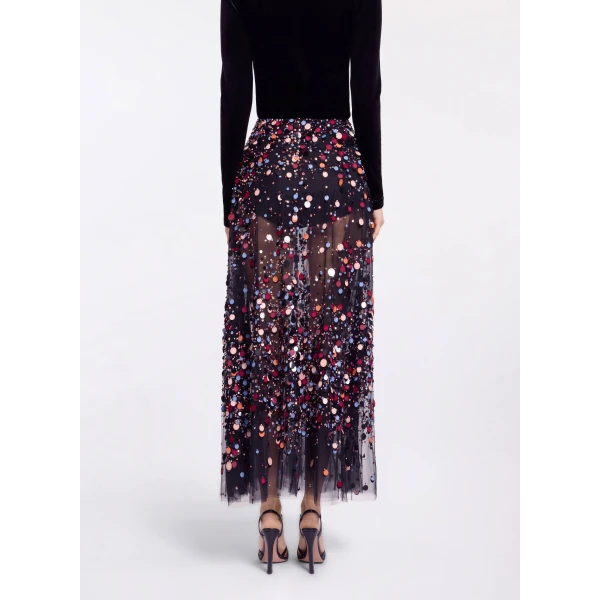 Elie Saab Bead Embroidered Multicolor Skirt in Black featuring Multicolor Sequins & Beads – Luxury Designer Fashion at Luxury Shoes .
