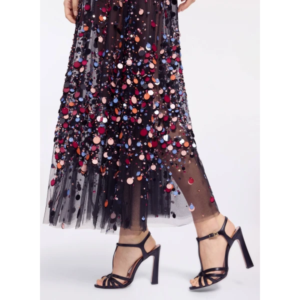 Elie Saab Bead Embroidered Multicolor Skirt in Black featuring Multicolor Sequins & Beads – Luxury Designer Fashion at Luxury Shoes .