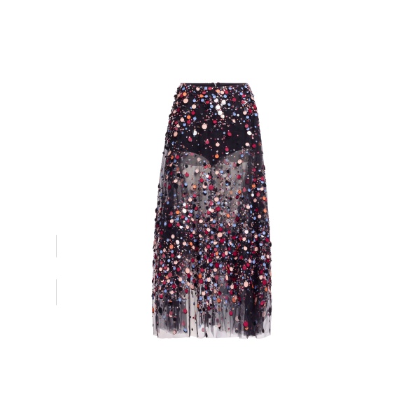 Elie Saab Bead Embroidered Multicolor Skirt in Black featuring Multicolor Sequins & Beads – Luxury Designer Fashion at Luxury Shoes .