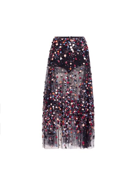 Elie Saab Bead Embroidered Multicolor Skirt in Black featuring Multicolor Sequins & Beads – Luxury Designer Fashion at Luxury Shoes .