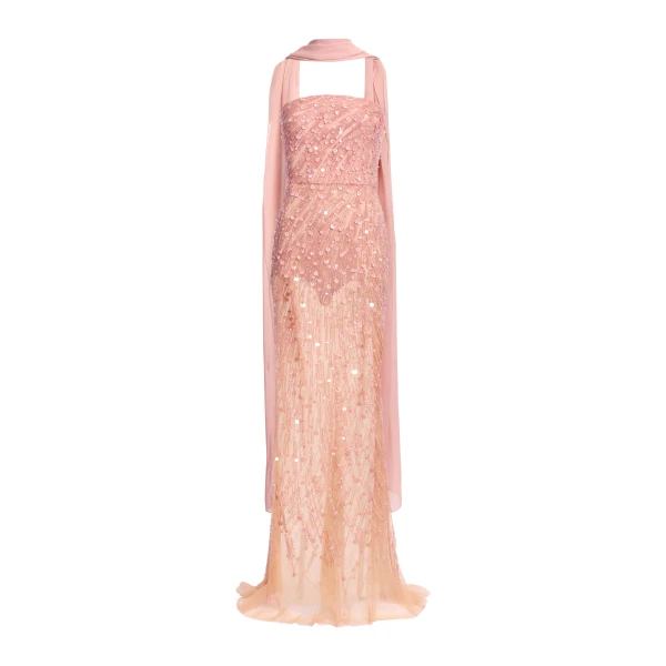 Elie Saab Bead Embroidered Strapless Dress in Pink featuring Corset Bodice – Luxury Designer Fashion at Luxury Shoes .