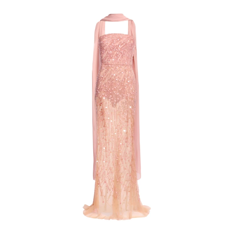 Elie Saab Bead Embroidered Strapless Dress in Pink featuring Corset Bodice – Luxury Designer Fashion at Luxury Shoes .