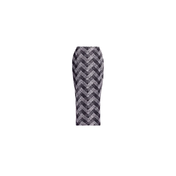 Elie Saab Chevron Midi Skirt in White featuring Pencil Skirt – Luxury Designer Fashion at Luxury Shoes .