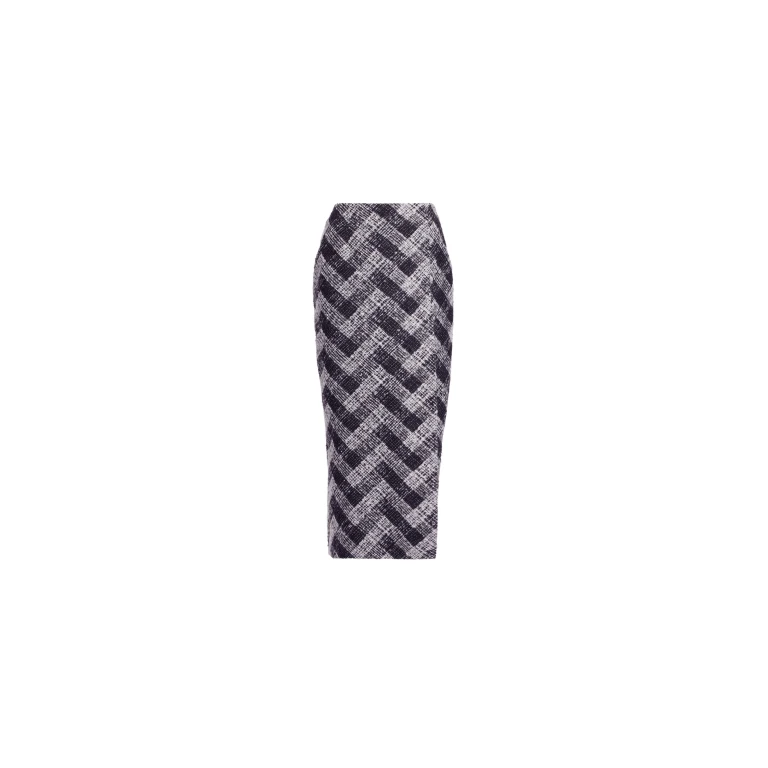 Elie Saab Chevron Midi Skirt in White featuring Pencil Skirt – Luxury Designer Fashion at Luxury Shoes .