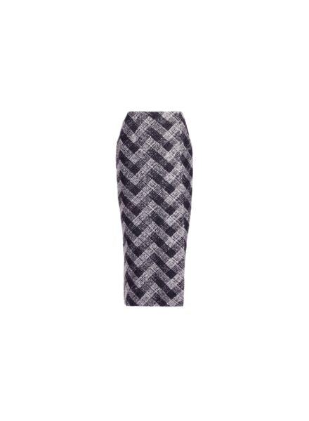 Elie Saab Chevron Midi Skirt in White featuring Pencil Skirt – Luxury Designer Fashion at Luxury Shoes .