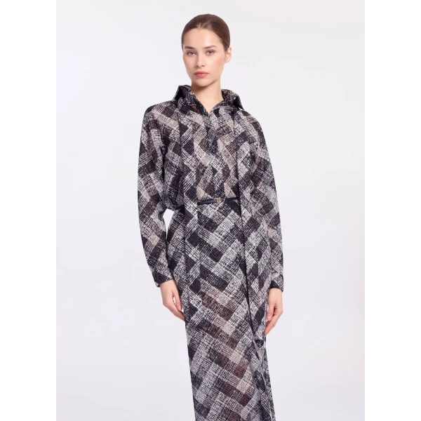 Elie Saab Chevron Shirt in White featuring Classic Collar – Luxury Designer Fashion at Luxury Shoes .
