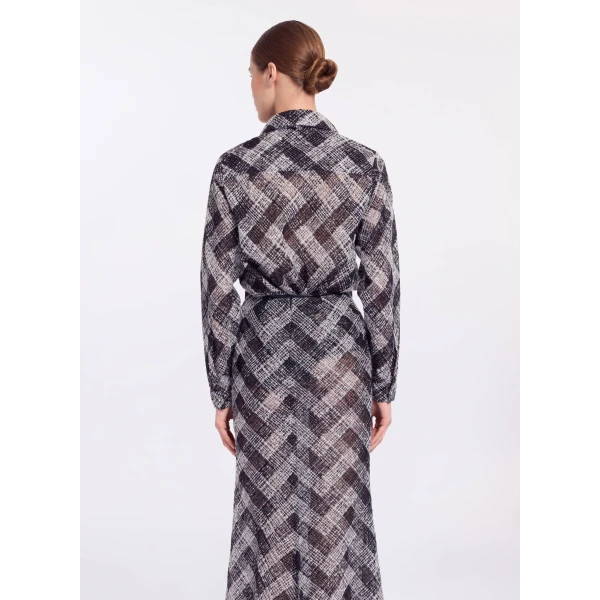 Elie Saab Chevron Shirt in White featuring Classic Collar – Luxury Designer Fashion at Luxury Shoes .