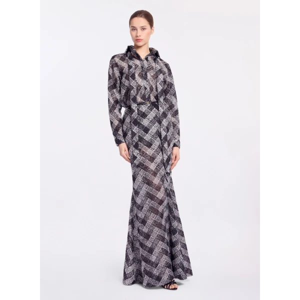 Elie Saab Chevron Shirt in White featuring Classic Collar – Luxury Designer Fashion at Luxury Shoes .