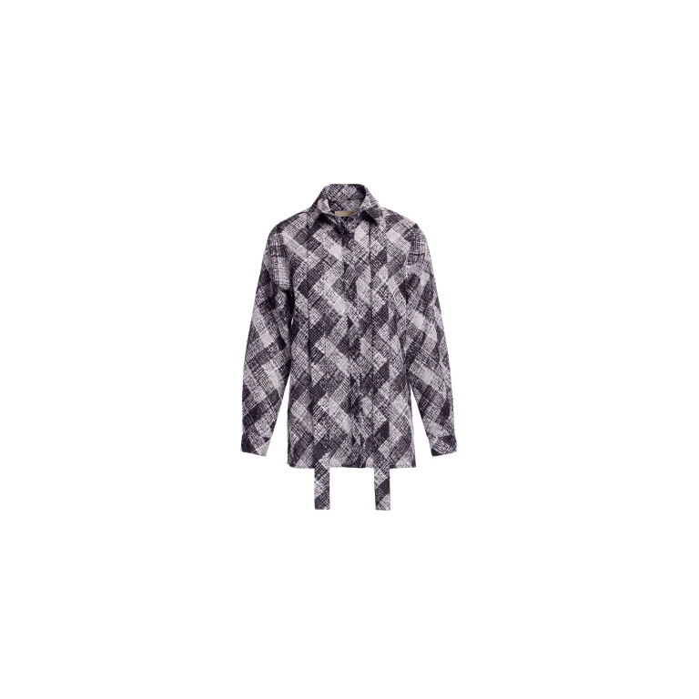 Elie Saab Chevron Shirt in White featuring Classic Collar – Luxury Designer Fashion at Luxury Shoes .
