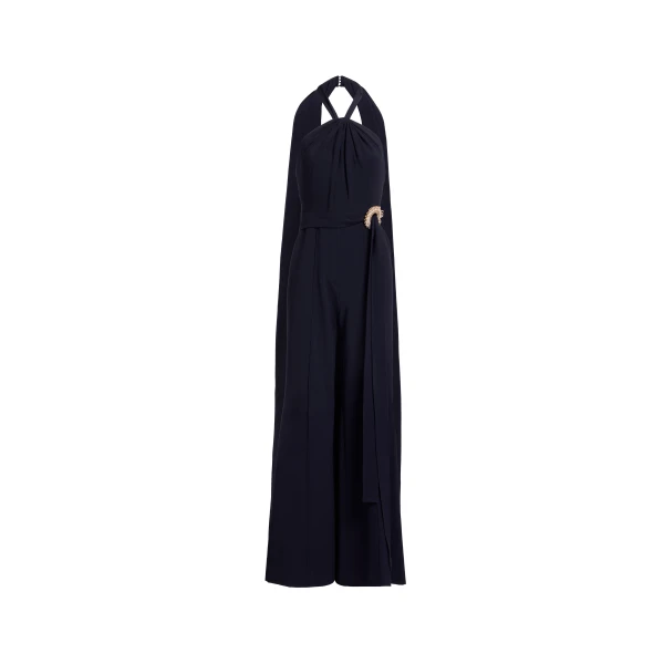 Elie Saab Crystal Embellished Cady Jumpsuit in Black featuring Crystal Embellished – Luxury Designer Fashion at Luxury Shoes .