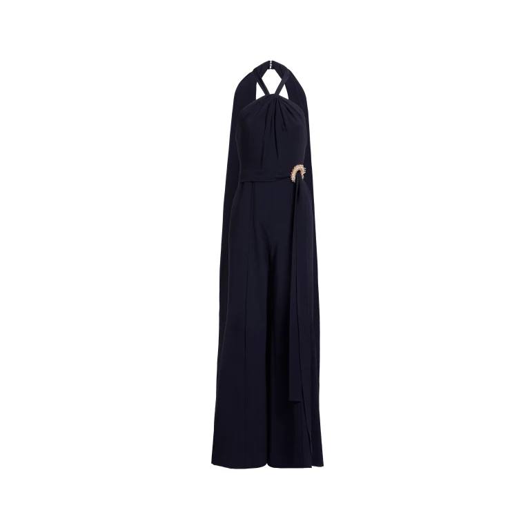 Elie Saab Crystal Embellished Cady Jumpsuit in Black featuring Crystal Embellished – Luxury Designer Fashion at Luxury Shoes .