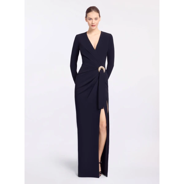 Elie Saab Crytal Embellished Long Dress in Black featuring Asymmetrical – Luxury Designer Fashion at Luxury Shoes .