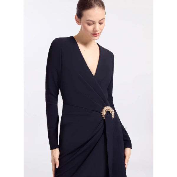 Elie Saab Crytal Embellished Long Dress in Black featuring Asymmetrical – Luxury Designer Fashion at Luxury Shoes .