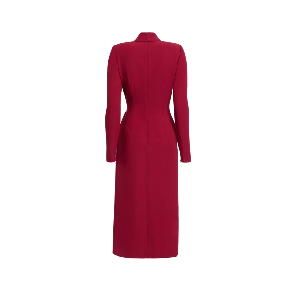 Elie Saab Crytal Embellished Midi Dress in Red featuring Asymmetrical Draped Dress – Luxury Designer Fashion at Luxury Shoes .