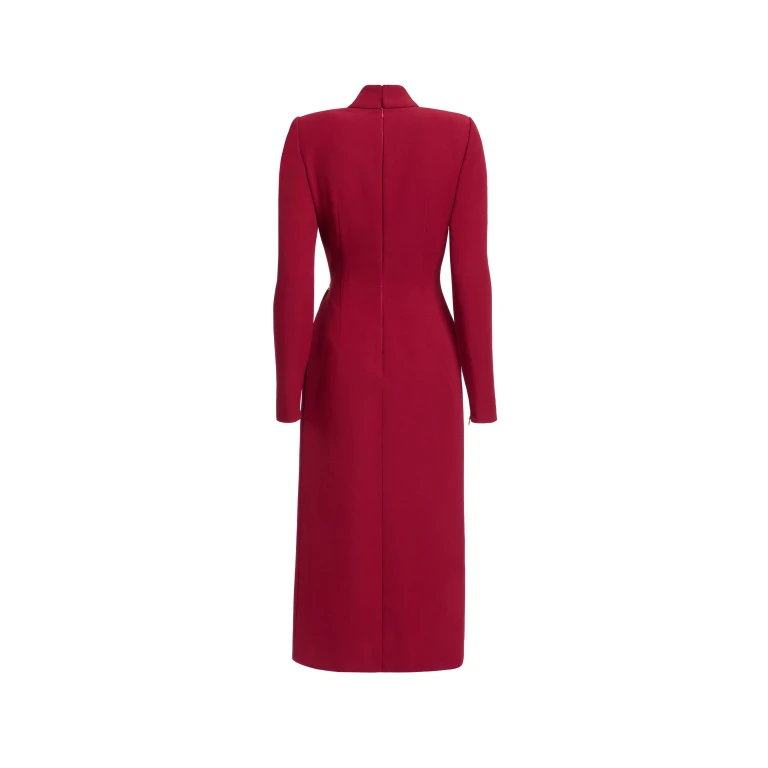 Elie Saab Crytal Embellished Midi Dress in Red featuring Asymmetrical Draped Dress – Luxury Designer Fashion at Luxury Shoes .