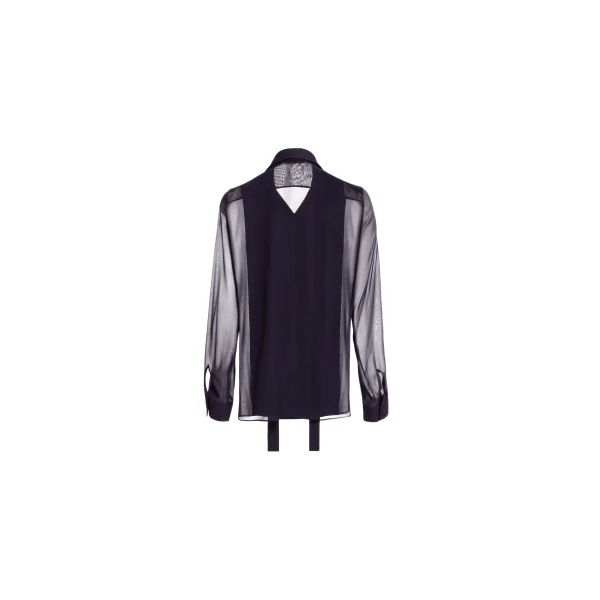 Elie Saab Embellished Pinstripe Silk Shirt in Black featuring Classic Collar – Luxury Designer Fashion at Luxury Shoes .