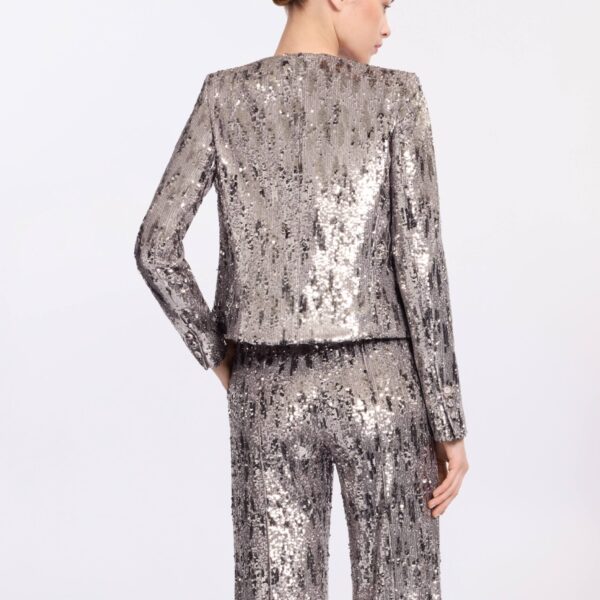 Elie Saab Embellished Sequins Jacket in Silver featuring Floral Applique on Sequins – Luxury Designer Fashion at Luxury Shoes .