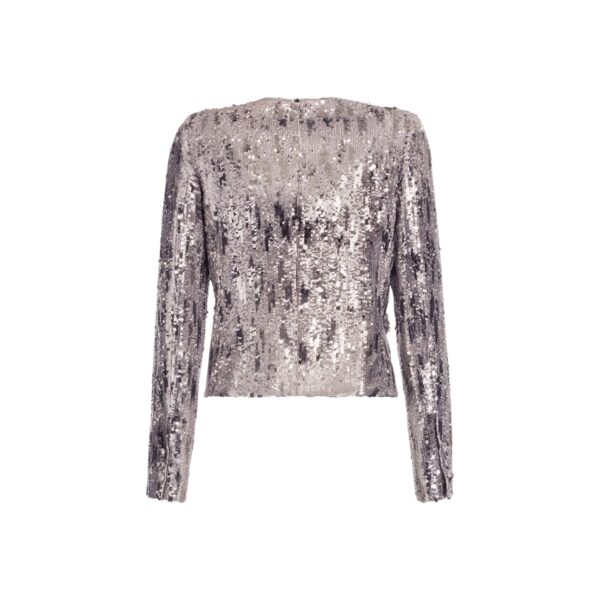 Elie Saab Embellished Sequins Jacket in Silver featuring Floral Applique on Sequins – Luxury Designer Fashion at Luxury Shoes .