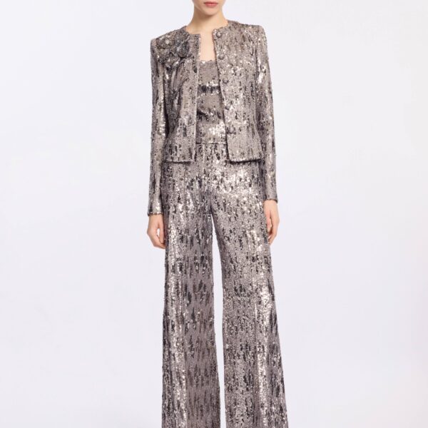 Elie Saab Embellished Sequins Jacket in Silver featuring Floral Applique on Sequins – Luxury Designer Fashion at Luxury Shoes .
