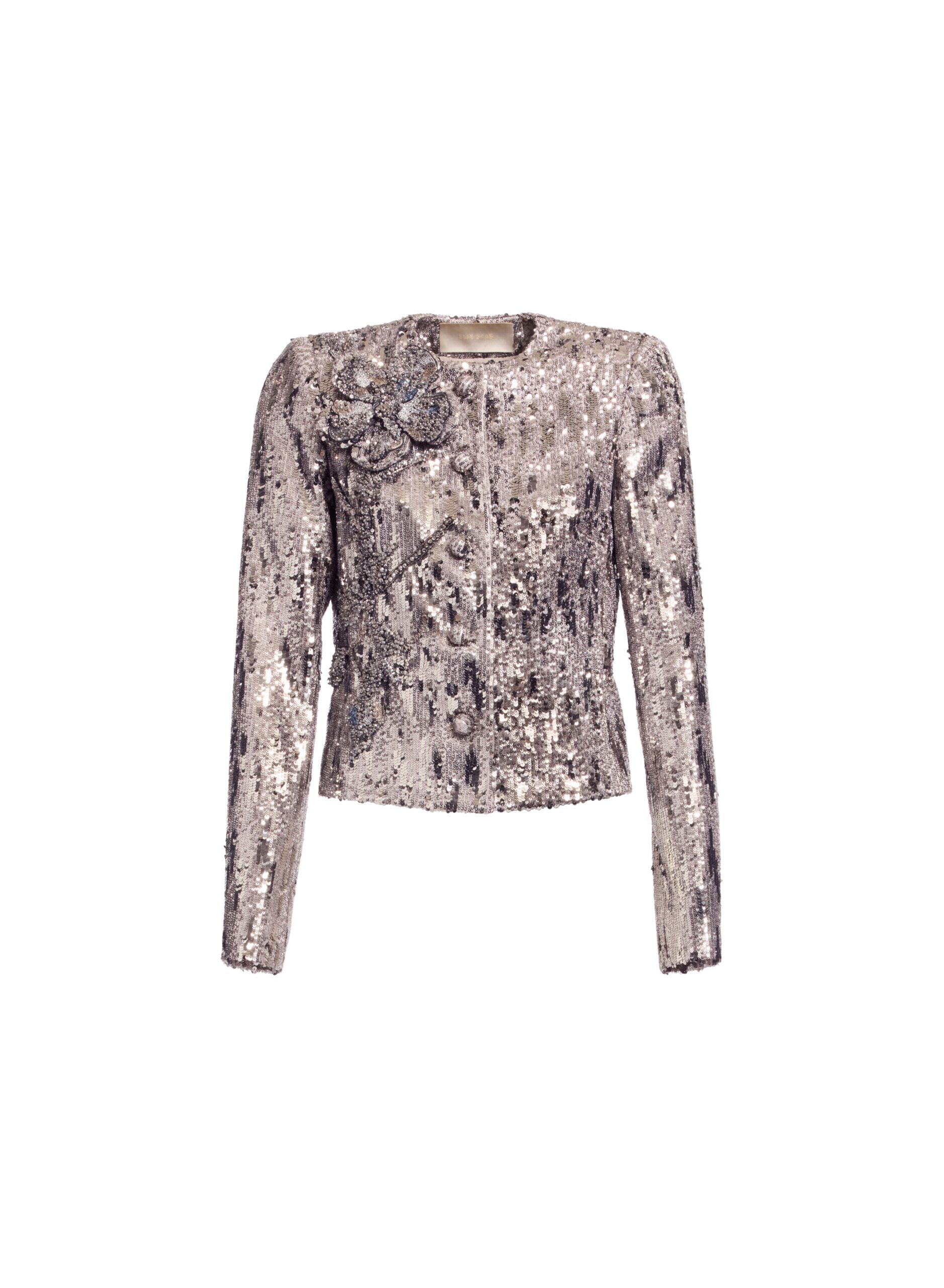 Elie Saab Embellished Sequins Jacket Elie Saab Embellished Sequins Jacket in Silver featuring Floral Applique on Sequins – Luxury Designer Fashion at Luxury Shoes .
