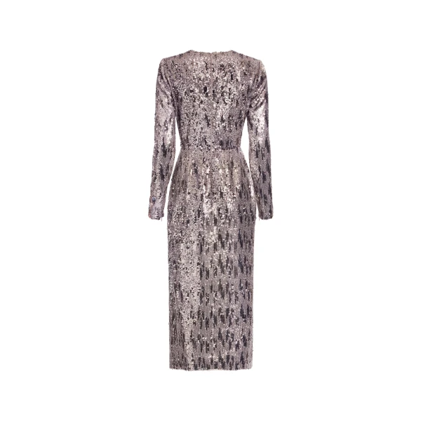 Elie Saab Embellished Sequins Long Dress in Silver featuring Floral Applique on Sequins – Luxury Designer Fashion at Luxury Shoes .