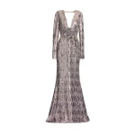 Elie Saab Embellished Sequins Open-Back Dress in Silver featuring Floral Applique on Sequins – Luxury Designer Fashion at Luxury Shoes .
