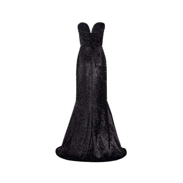Elie Saab Embellished Sequins Strapless Dress in Black featuring Bow Embellishments – Luxury Designer Fashion at Luxury Shoes .