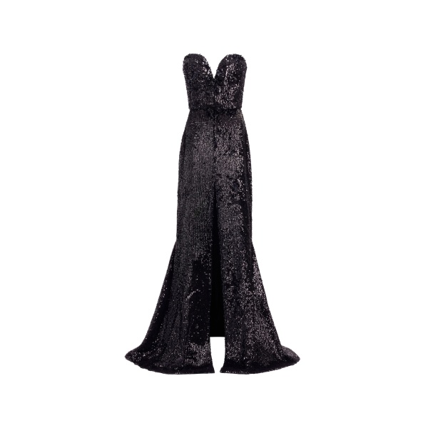 Elie Saab Embellished Sequins Strapless Dress in Black featuring Bow Embellishments – Luxury Designer Fashion at Luxury Shoes .