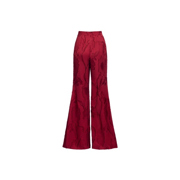 Elie Saab Flared Jacquard Pants in Red featuring High Rise – Luxury Designer Fashion at Luxury Shoes .