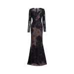 Elie Saab Floral Bead Embroidered Dress in Black featuring Round Neck – Luxury Designer Fashion at Luxury Shoes .