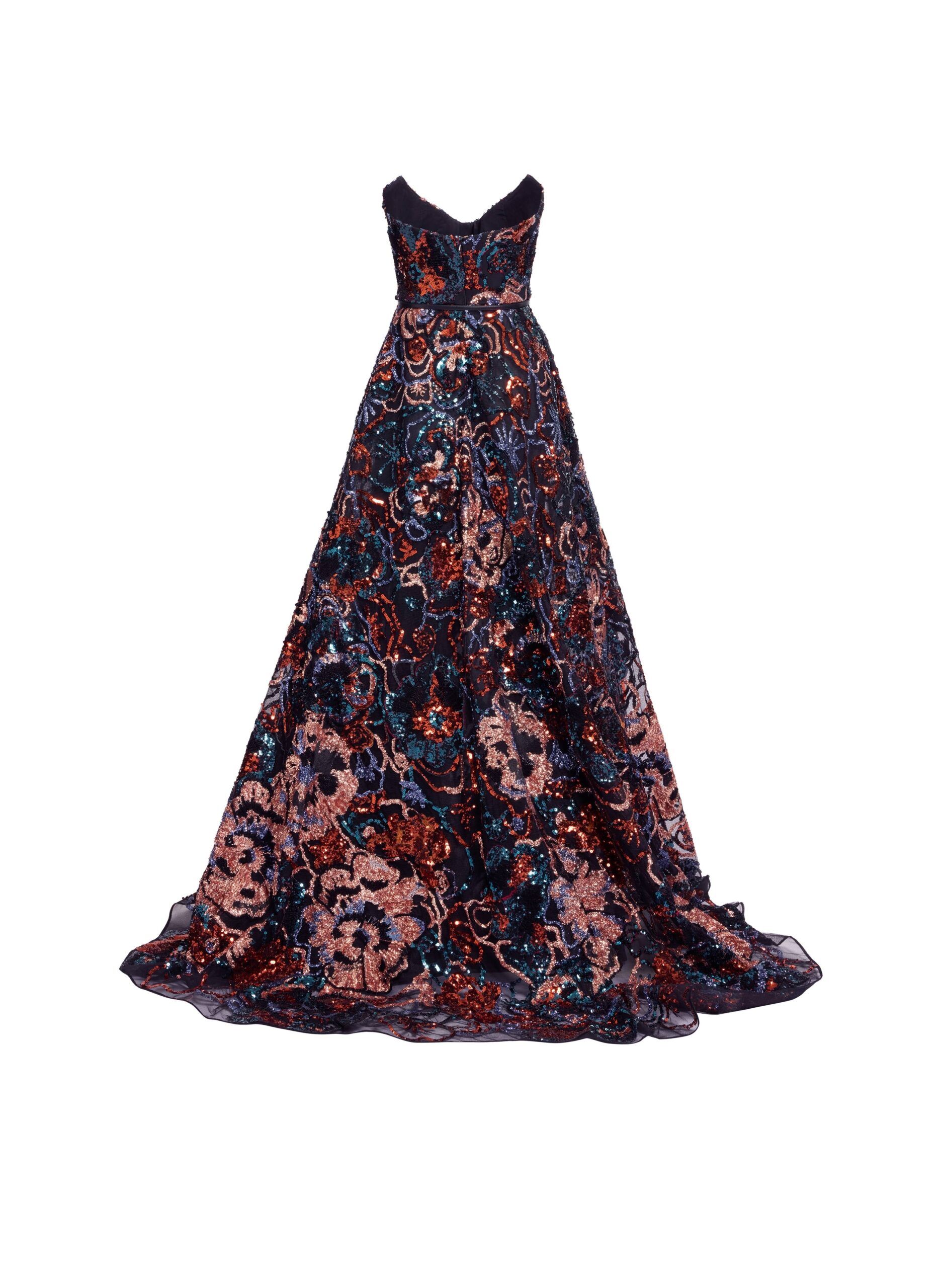 Elie Saab Floral Embroidered Sequin Gown Elie Saab Floral Embroidered Sequin Gown in Multicolour featuring Strapless Corset Bodice – Luxury Designer Fashion at Luxury Shoes .