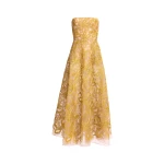 Elie Saab Floral Embroidered Strapless Dress in Yellow featuring Floral Yarn Embroidery – Luxury Designer Fashion at Luxury Shoes .