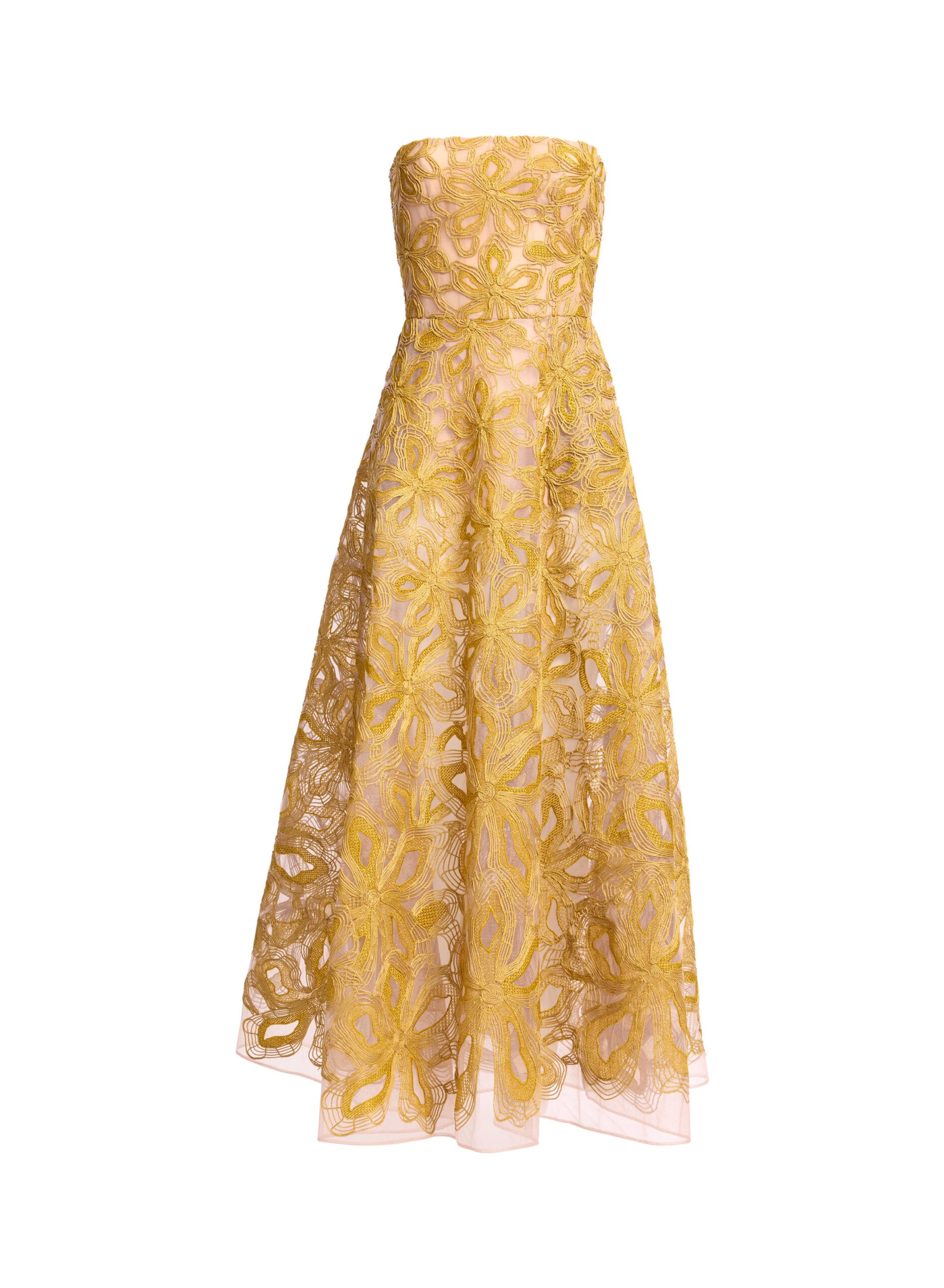 Elie Saab Floral Embroidered Strapless Dress Elie Saab Floral Embroidered Strapless Dress in Yellow featuring Floral Yarn Embroidery – Luxury Designer Fashion at Luxury Shoes .