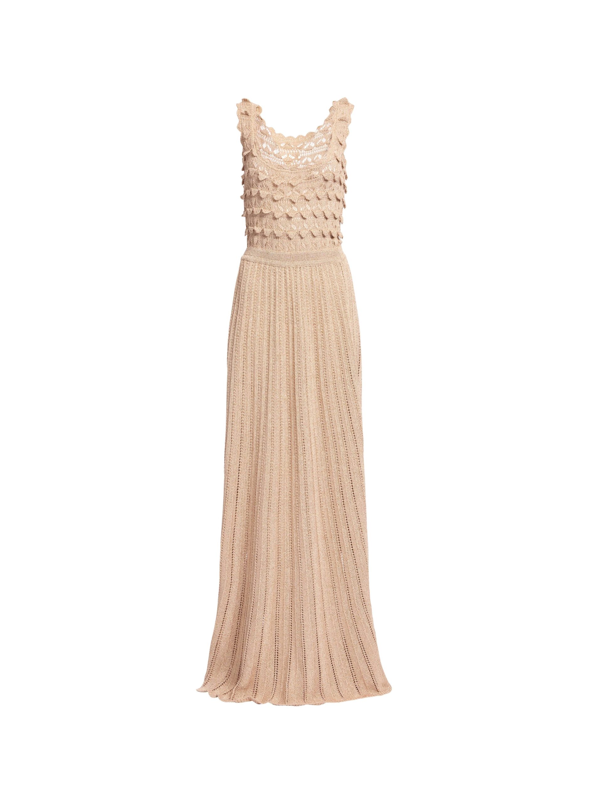 Elie Saab Gold Crochet Dress Elie Saab Gold Crochet Dress in Gold featuring Scoop Neck – Luxury Designer Fashion at Luxury Shoes .