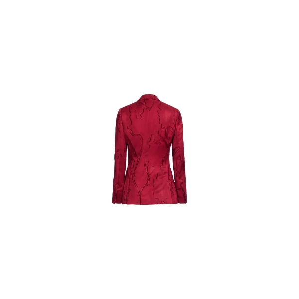 Elie Saab Jacquard Blazer in Red featuring Tailored Collar & Lapel – Luxury Designer Fashion at Luxury Shoes .