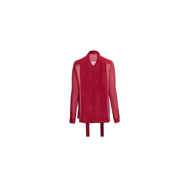 Elie Saab Jacquard & Silk Shirt in Red featuring Jacquard Front Panel & Collar – Luxury Designer Fashion at Luxury Shoes .